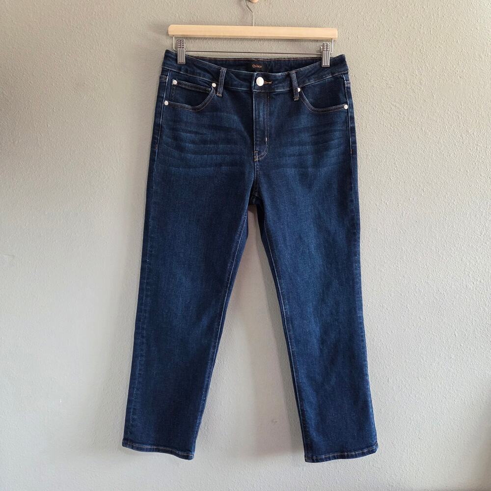 Quince Luna Stretch Mid Rise Slim Straight Ankle Jeans Midnight Blue Size 31